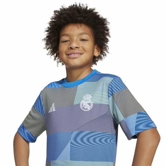 Детски тениски и фланелки Adidas Real Madrid Pre Match Shirt 2025 2026 Juniors Adidas Real Madrid Pre Match Shirt 2025 2026 Juniors Детски тениски и фланелки