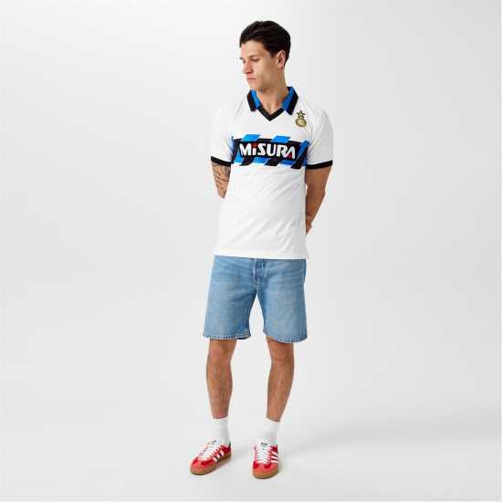 Футболни тренировъчни горнища Score Draw Internazionale Away Shirt 1990/1991 Mens Score Draw Internazionale Away Shirt 1990/1991 Mens Футболни тренировъчни горнища