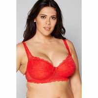 Underwired E-H Full Cup Floral Lace Bra Burgundy Дамско бельо