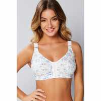Front Fastening Floral Bra Blue Дамско бельо