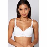 Underwired B-Dd Full Cup Floral Lace Bra White Дамско бельо