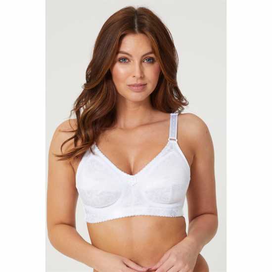 Non Wired Soft Cup Printed Bra White Дамско бельо