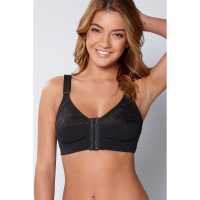 Non Wired Front Fastening Bra With Lace Detail Black Дамско бельо