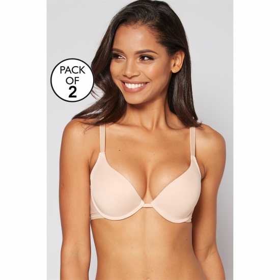 2 Pack Underwired T-Shirt Bra Nude/black  Дамско бельо