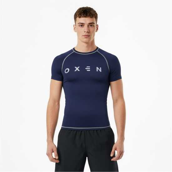 Oxen Men's Short Sleeve Baselayer Top Navy 