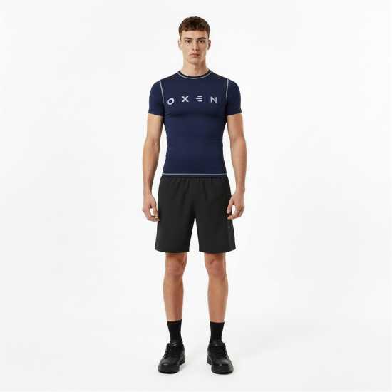 Oxen Men's Short Sleeve Baselayer Top Navy 