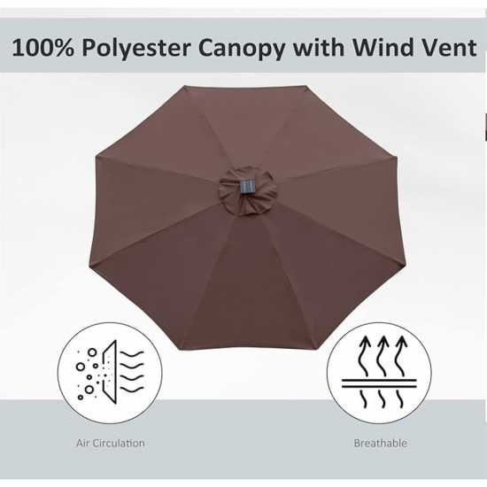 Outsunny 2.7M Garden Parasol With Solar Led Light Brown Градина