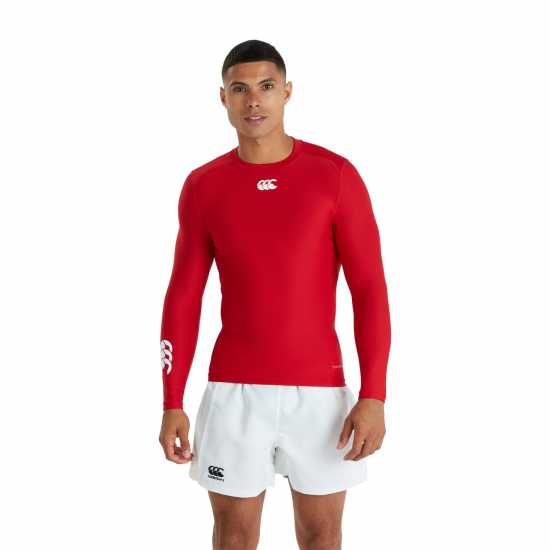 Canterbury Мъжко Горнище Дълъг Ръкав Thermal Long Sleeve Top Mens Flag Red Мъжки долни дрехи