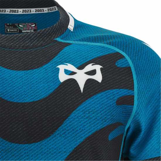 Macron Ospreys Rugby Slim Fit Training Rugby Shirt 2023 2024  - Мъжко облекло за едри хора