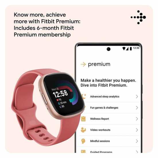 Fitbit Versa 4 Smartwatch - Pink Sand/copper Rose