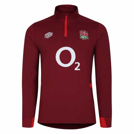 Umbro England Rugby Mid Layer Top 2023 2024 Adults Red/Scarlet Мъжки грейки