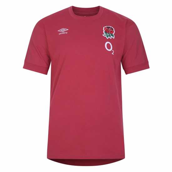 Umbro England Rugby Leisure T-Shirt 2023 2024 Adults Earth Red Мъжки ризи
