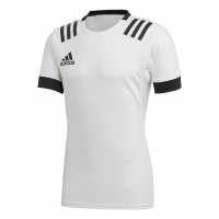 Adidas 3-Stripes Jersey Mens White/Black Мъжко облекло за едри хора