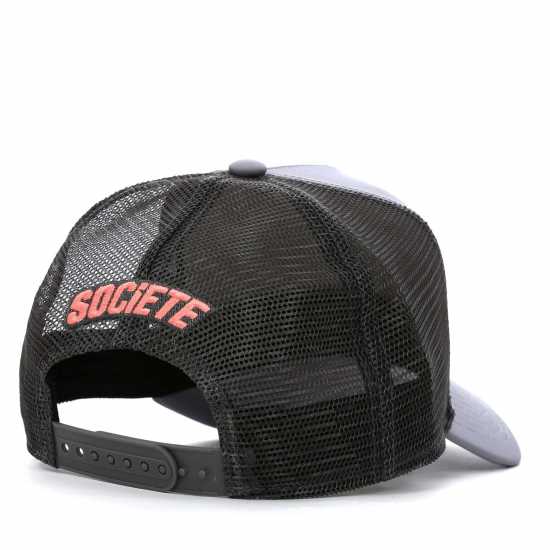 Societe Noir Men's Sport Swoosh Trucker Cap White/Grey 