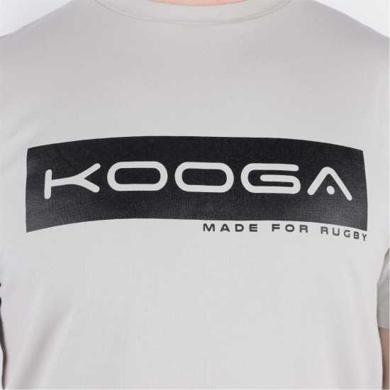 Kooga Тениска Essential Logo Rugby T Shirt Grey/Black Мъжко облекло за едри хора