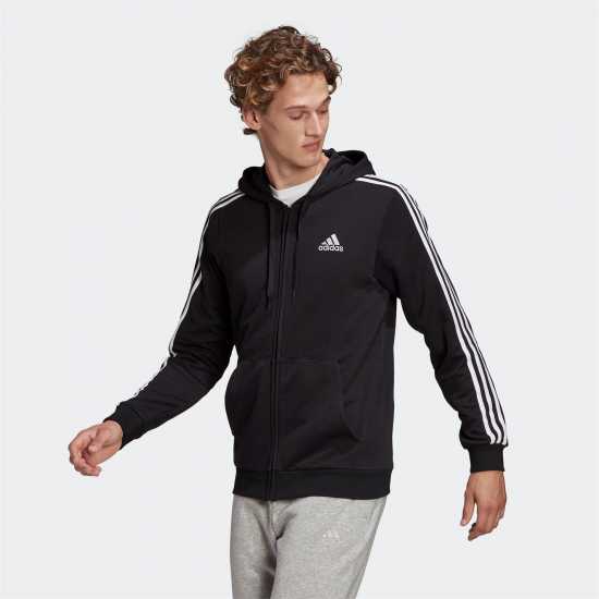 Adidas Essentials French Terry 3-Stripes Full-Zip Hoodie  