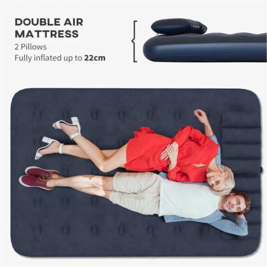 Outsunny Inflatable Double Air Bed, With Hand Pump