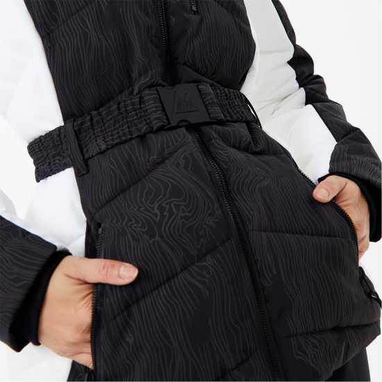 Long Sleeve Hooded Ski Puffer Black Print Дамски грейки