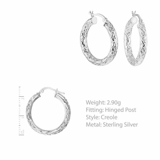 Sterling Silver Diamond Cut Hoops  - Подаръци и играчки
