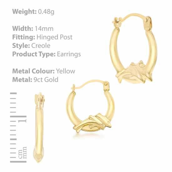 9Ct Gold Dolphin Hoops