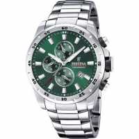 Festina Mens  Stainless Steel Green Dial Watch