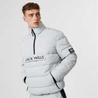 Jack Wills Half-Zip Puffer Jacket Light Grey Мъжки грейки
