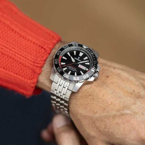 Festina Mens  Divers Watch With Steel Bracelet  Бижутерия