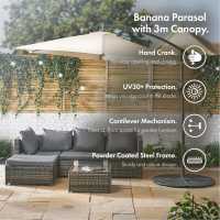 Vonhaus - 3M Banana Parasol Ivory Градина