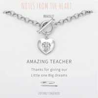 Nfth Amazing Teacher Engraved Heart Bracelet