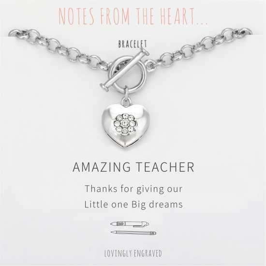 Nfth Amazing Teacher Engraved Heart Bracelet  Бижутерия