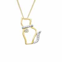 Espree 9Ct Gold Plated Silver Cat Pendant