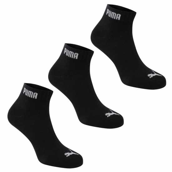Puma 3Бр 3/4 Мъжки Чорапи 3 Pack Quarter Socks Mens Black Мъжки чорапи