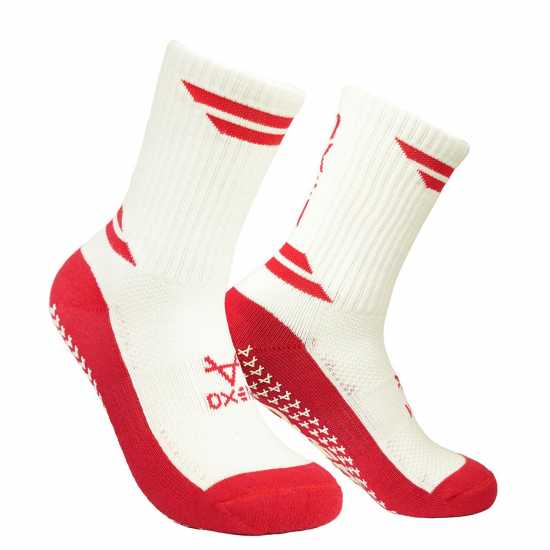 Oxen Grip Rugby Socks White/Red 