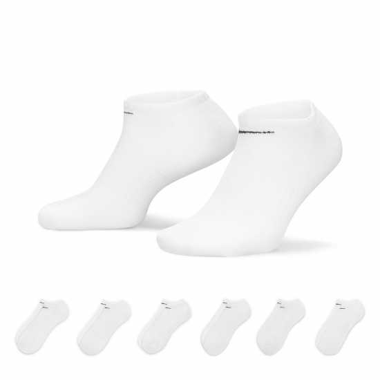 Nike Everyday Cushioned Training No-Show Socks (6 Pairs) White Мъжки чорапи