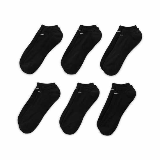 Nike Everyday Cushioned Training No-Show Socks (6 Pairs) Black/White Мъжки чорапи