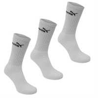 Puma Мъжки Чорапи С Ластик 3Бр. 3 Pack Crew Socks Mens White Мъжки чорапи