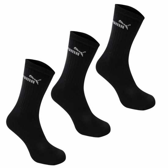 Puma Мъжки Чорапи 3 Pack Crew Socks Mens Black Мъжки чорапи