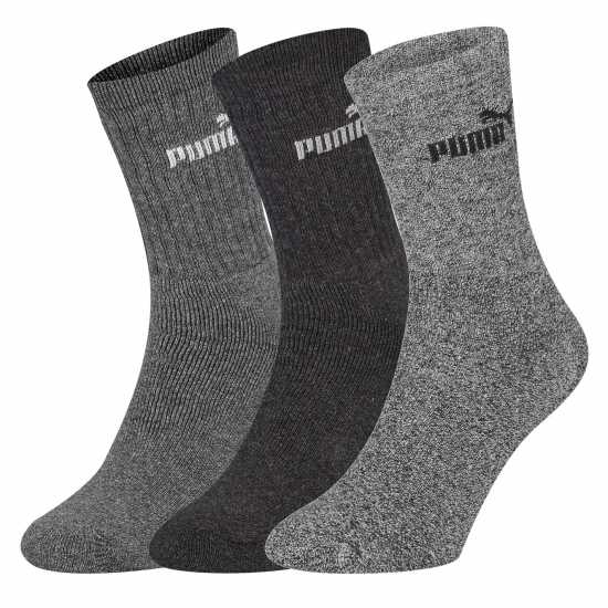 Puma Мъжки Чорапи 3 Pack Crew Socks Mens Anthracite/Grey Мъжки чорапи