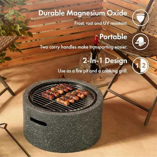 Vonhaus Fire Pit – 2 In 1 Firepit With Bbq Cooking Grey Градина