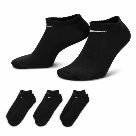 Nike 3 Pack No Show Socks Mens Black - Мъжки чорапи