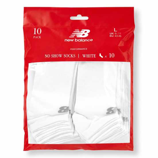 New Balance No-Show Socks 10 Pack White 