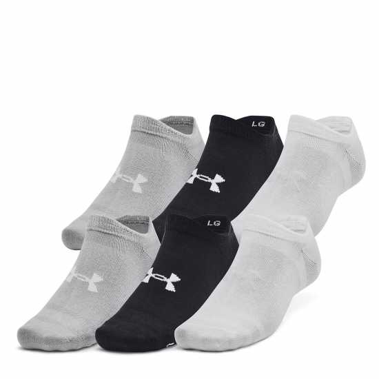 Under Armour Essential 6-Pack No-Show Socks Unisex Black/Wht/Gry 