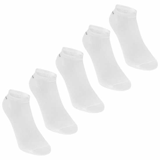Slazenger 5Бр. Мъжки Чорапи За Маратонки 5 Pack Trainer Socks Junior White Детски чорапи