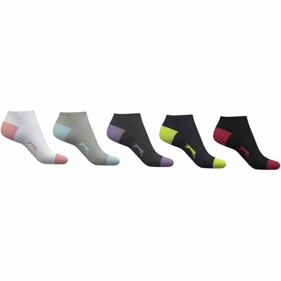 Slazenger 5Бр. Мъжки Чорапи За Маратонки 5 Pack Trainer Socks Junior Colours Детски чорапи