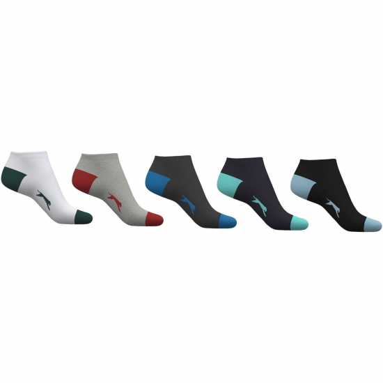 Slazenger 5Бр. Мъжки Чорапи За Маратонки 5 Pack Trainer Socks Junior Colours Детски чорапи