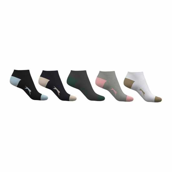 Slazenger Trainer Socks 5 Pack Ladies Colours Дамски чорапи