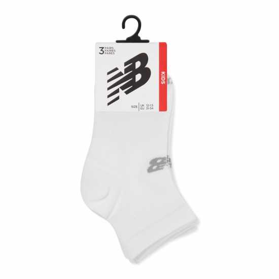 New Balance 3 Pack Ankle Socks Juniors White Детски чорапи