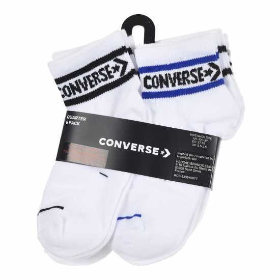 Converse 6 Pack Ankle Socks White Детски чорапи