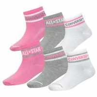 Converse 6 Pack Ankle Socks Converse Pink Детски чорапи