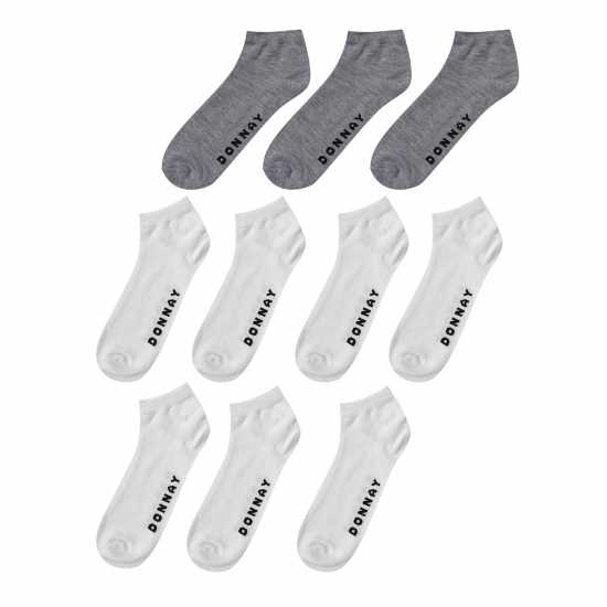 Donnay Мъжки Чорапи За Маратонки 10 Бр. 10 Pack Trainer Socks Plus Size Бяло Мъжки чорапи